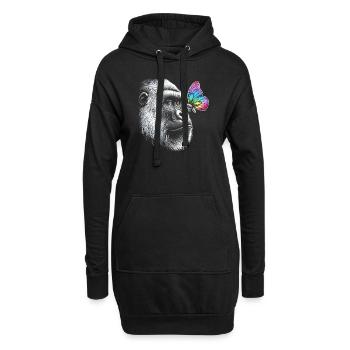 Gorille papillons Animal Faune Gardien de zoo - Sweat-shirt à capuche long Femme - noir - Devant