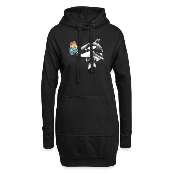 Orca-wal-schmetterlinge-tier-blumenillustration - Hoodie-Kleid - Schwarz - Vorne