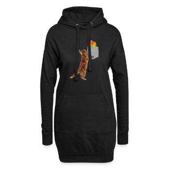 Chat Atteignant Les Tourtereaux Dans Une Fausse Poche Imprimée - Sweat-shirt à capuche long Femme - noir - Devant