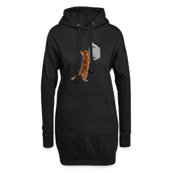 Katze Erreicht Büschelmeise In Falscher Tasche Cool - Hoodie-Kleid - Schwarz - Vorne