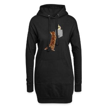chat atteignant cockatiel oiseau fausse poche imprimée - Sweat-shirt à capuche long Femme - noir - Devant