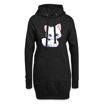 Renard arctique Polarfüchse Polarfuchs - Sweat-shirt à capuche long Femme - noir - Devant