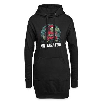 Ninja Alligator Gamer Fun Gaming Reptile Graphic - Hoodie Dress - black - Front