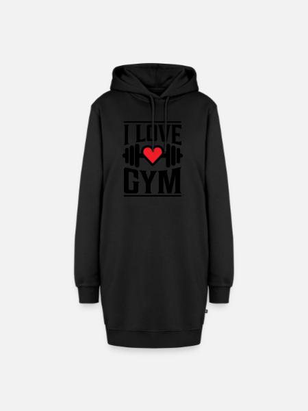 I Love Gym - Hoodie-Kleid - Schwarz