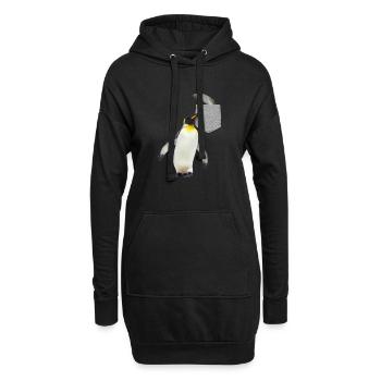 Pinguin, der nach Fisch in Ihrer falschen Tasche greift Spaß - Hoodie-Kleid - Schwarz - Vorne
