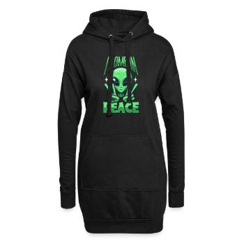 Alien Außerirdischer Ich komme in Frieden Peace - Hoodie-Kleid - Schwarz - Vorne