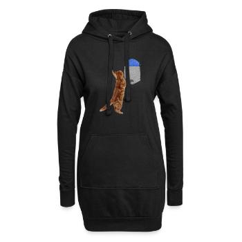 Katze, die nach Wollball in Ihrer falschen Tasche greift Spaß - Hoodie-Kleid - Schwarz - Vorne