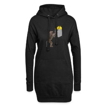 Singe Babouin Atteignant Banane Dans Fausse Poche - Sweat-shirt à capuche long Femme - noir - Devant