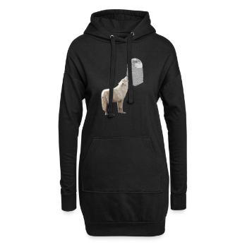 Wolf Heulen Zum Mond In Ihrer Falschen Tasche Lustig - Hoodie-Kleid - Schwarz - Vorne