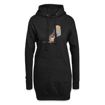 Souris Cherchant Du Fromage Dans Votre Fausse Poche Fun - Sweat-shirt à capuche long Femme - noir - Devant