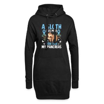 Faultier Diabetes Bewusstsein T1D Blaues Band Lustig - Hoodie-Kleid - Schwarz - Vorne