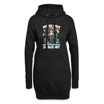 Chaos am Schreibtisch - Unterm Strich Alles Gut` - Hoodie-Kleid - Schwarz - Vorne