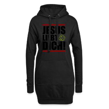jesus liebt dich - Hoodie-Kleid - Schwarz - Vorne
