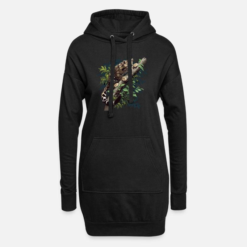 Clouded Leopard Nebelparder - Hoodie-Kleid - Schwarz
