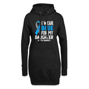 Ich trage Blau für meine Tochter Blaues Band Diabetes - Hoodie-Kleid - Schwarz - Vorne