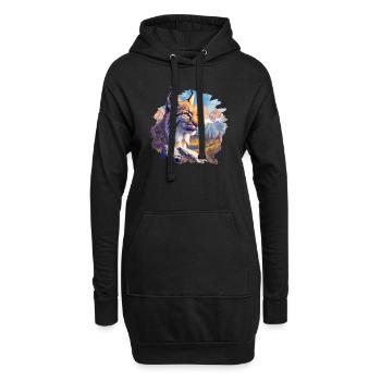 Lynx Luchse Luchs - Sweat-shirt à capuche long Femme - noir - Devant
