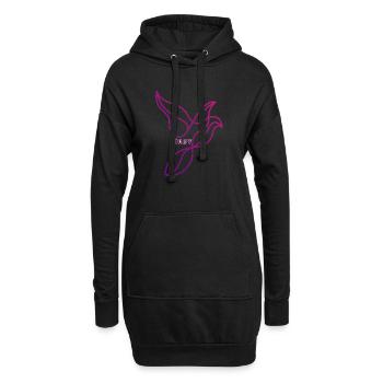 Elegance in Flight: Abstract Avian Art Birdy - Hoodie-Kleid - Schwarz - Vorne