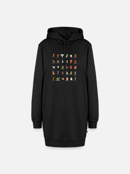 Tierische Charakter Parade - Hoodie-Kleid - Schwarz