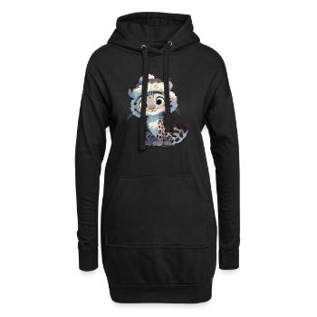 Snow Leopard Schneeleoparde Schneeleopard - Hoodie-Kleid - Schwarz - Vorne