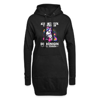 Elle me tend la manette, la reine veut jouer - Sweat-shirt à capuche long Femme - noir - Devant
