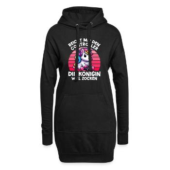 Elle me tend la manette, la reine veut jouer - Sweat-shirt à capuche long Femme - noir - Devant