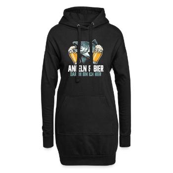 Angler und Bier Lustiges Fischer Hobby - Hoodie-Kleid - Schwarz - Vorne