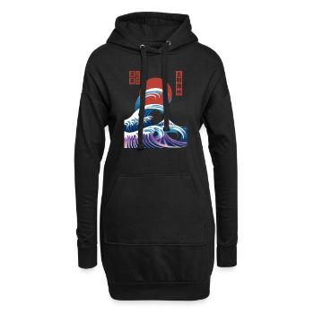 Big Wave Vaporwave Aesthetic 80s Anime Fashion - Hoodie-Kleid - Schwarz - Vorne