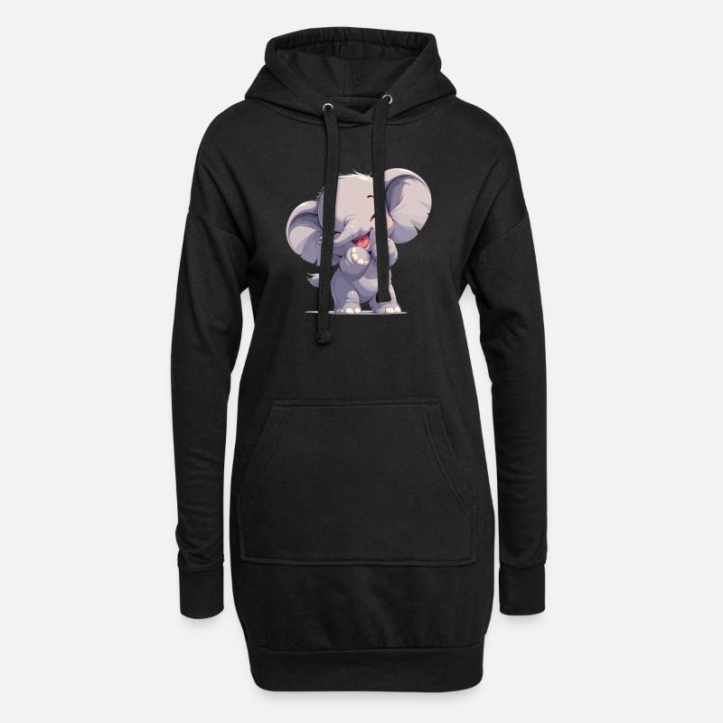 Elephant Elefanten Elefant - Hoodie-Kleid - Schwarz