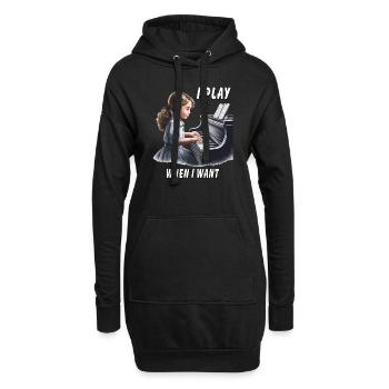 PIANO JE JOUE QUAND JE VEUX - Sweat-shirt à capuche long Femme - noir - Devant