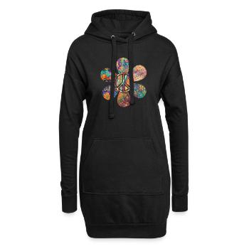 Groovy Tie Dye Friedens Liebeszeichen Retro Hippie - Hoodie-Kleid - Schwarz - Vorne