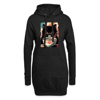 Katzen Ramen Nudel Japaner Anime Manga Kawaii - Hoodie-Kleid - Schwarz - Vorne