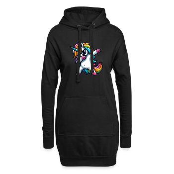 Einhorn Tupfende Überraschung Regenbogenmädchen - Hoodie-Kleid - Schwarz - Vorne