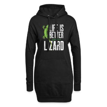life is better with a lizard Design for a lizard - Hoodie-Kleid - Schwarz - Vorne
