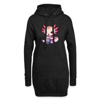 Axolotl Boba Thé Buvant Otaku Anime Lover - Sweat-shirt à capuche long Femme - noir - Devant