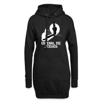 Erkenne die Zeichen Lustige Katze Schatten - Hoodie-Kleid - Schwarz - Vorne