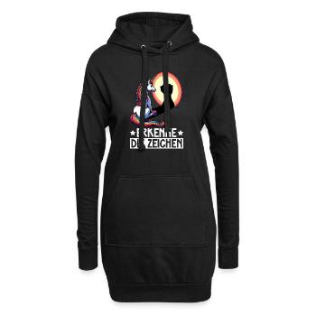 Erkenne die Zeichen Einhorn Schatten Lustiger - Hoodie-Kleid - Schwarz - Vorne