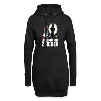 Erkenne die Zeichen Einhorn Schatten Lustiger - Hoodie-Kleid - Schwarz - Vorne