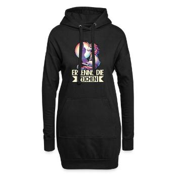 Erkenne die Zeichen Einhorn Schatten Lustiger - Hoodie-Kleid - Schwarz - Vorne