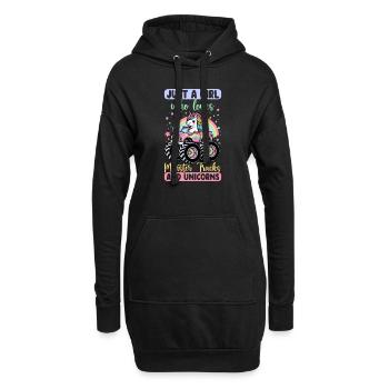Monster Truck Einhorn Geburtstagsfeier Mädchen - Hoodie-Kleid - Schwarz - Vorne