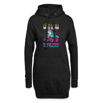 Monster Truck Einhorn Geburtstagsfeier Mädchen - Hoodie-Kleid - Schwarz - Vorne