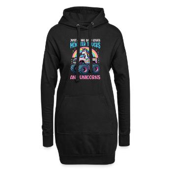 Monster Truck Einhorn Geburtstagsfeier Mädchen - Hoodie-Kleid - Schwarz - Vorne