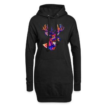Cerf, le roi de la forêt - Sweat-shirt à capuche long Femme - noir - Devant