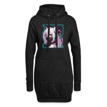 Japanische Manga Anime Ästhetik Cyberpunk Techwear - Hoodie-Kleid - Schwarz - Vorne