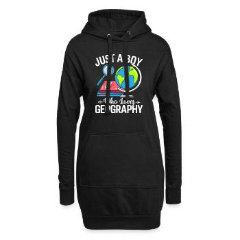 Nur ein Junge, der Geographie liebt Kartographie Lustig - Hoodie-Kleid - Schwarz - Vorne