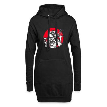 Kanji Japon Japonaise Fille Ninja Samouraï - Sweat-shirt à capuche long Femme - noir - Devant