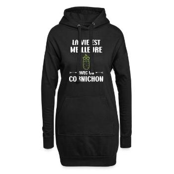 cornichon - Sweat-shirt à capuche long Femme - noir - Devant