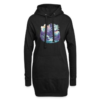 Wölfe Wolf - Hoodie-Kleid - Schwarz - Vorne