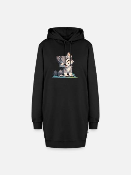 Wölfe Wolf - Hoodie-Kleid - Schwarz