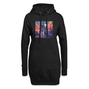 Wölfe Wolf - Hoodie-Kleid - Schwarz - Vorne