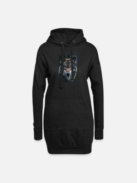 Wölfe Wolf - Hoodie-kjole - sort